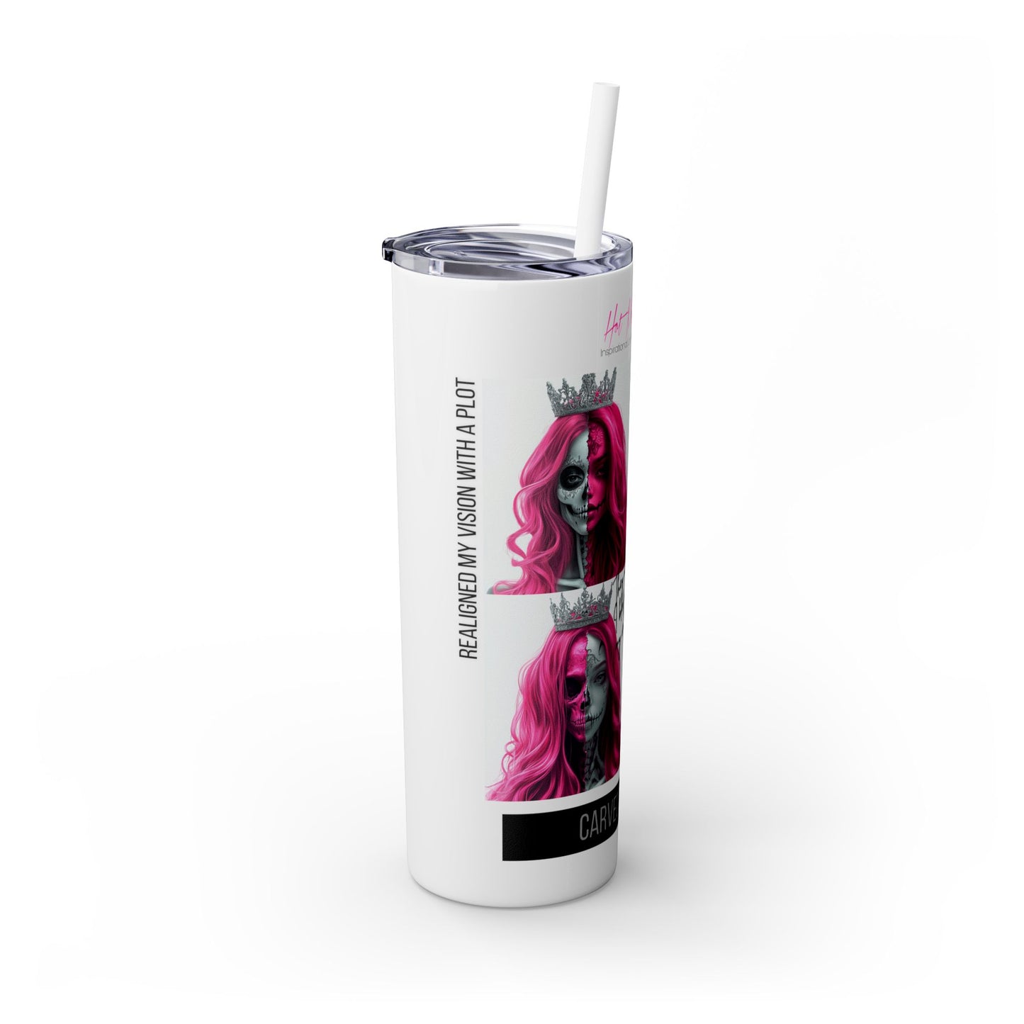 Carved My Crown Skinny Tumbler with Straw, 20oz