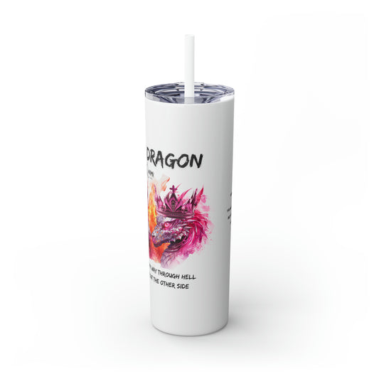Slay Dragon Skinny Tumbler with Straw, 20oz