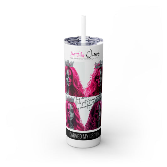 Carved My Crown Skinny Tumbler with Straw, 20oz